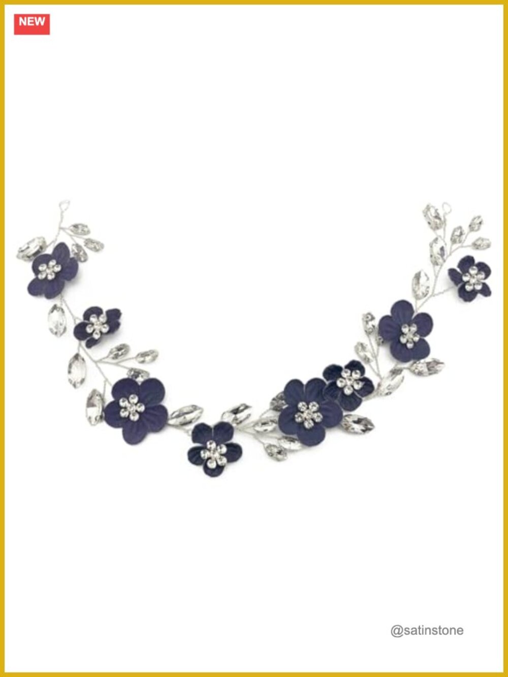 Bridal Flower Rhinestone Headband Silver Vine Hair Accessory for Wedding